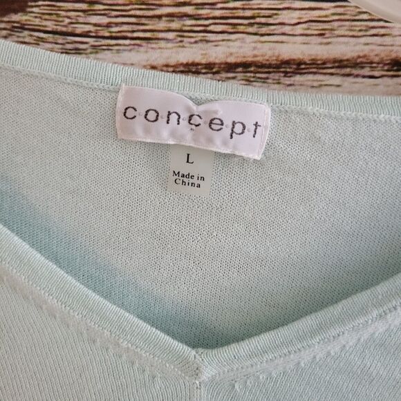 "Concept" Woman's 53%silk sweater Size: large long sleeve seafoam, NWT - Picture 4 of 6